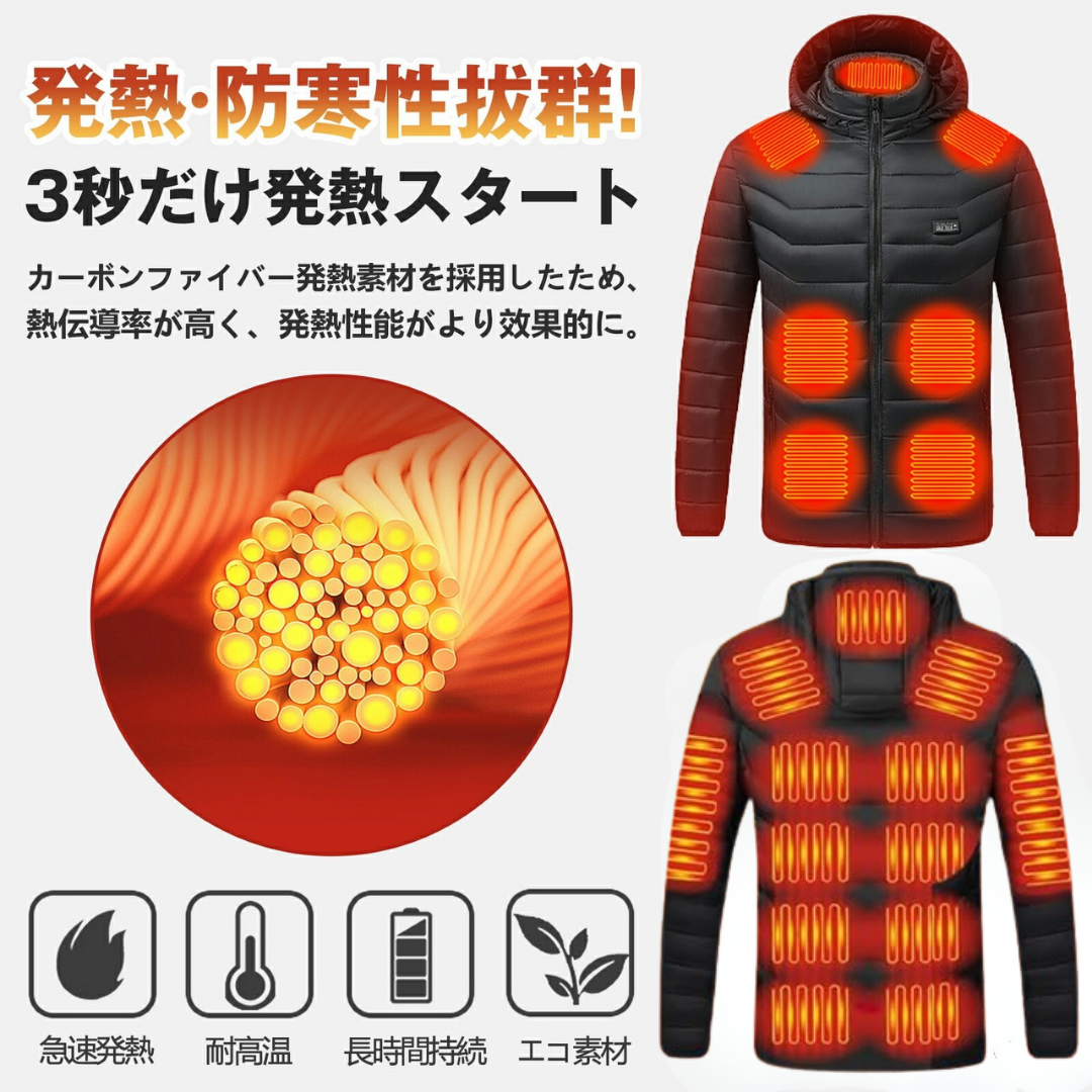 冬用ジャケットUSB電気加熱付き